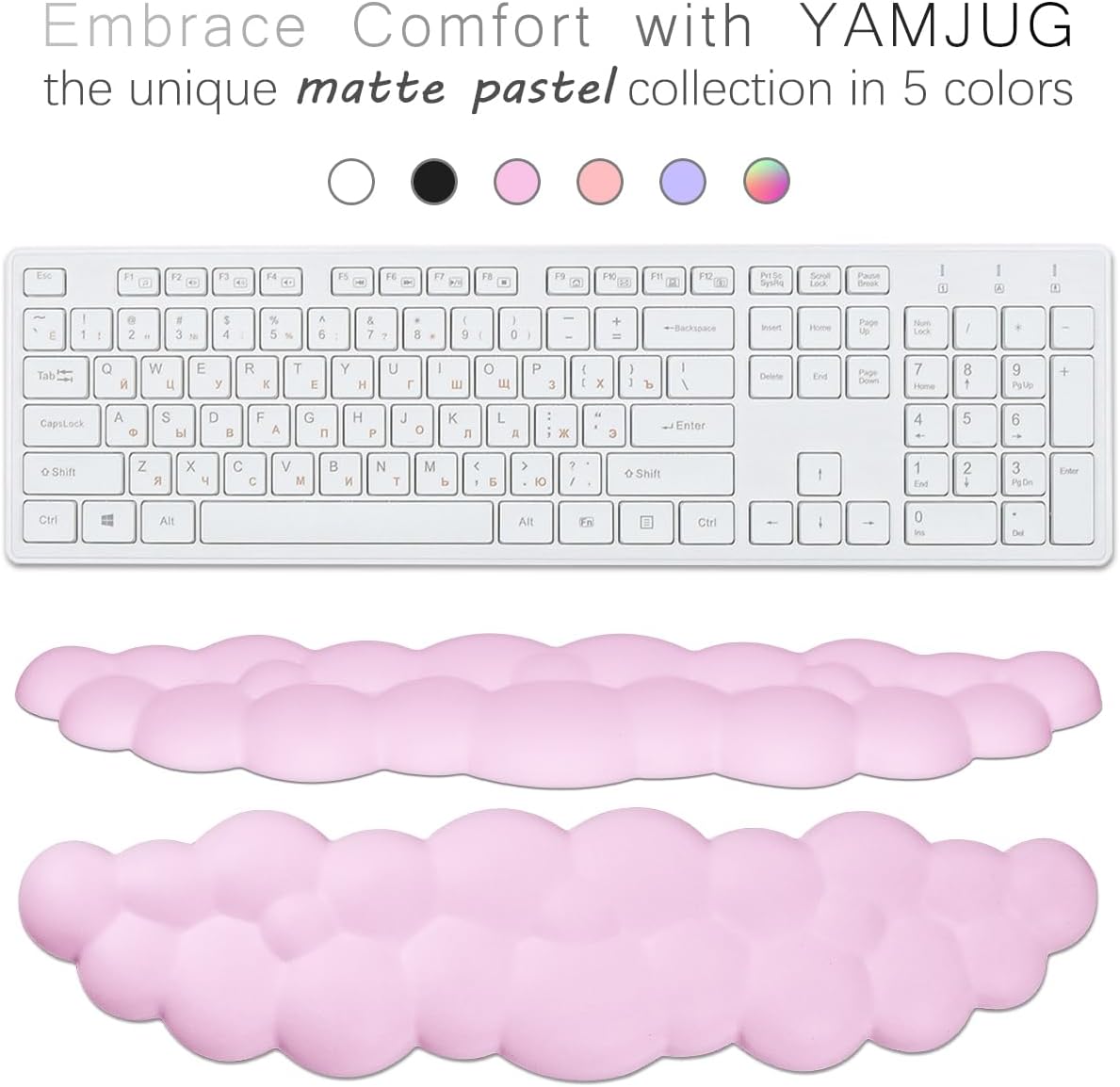 Cloud Wrist Rest Keyboard Palm Rest with Non-Slip Base for Computer Gaming Wrist Rest, YAMJUG Cloud Arm Rest Keyboard Wrist Pad Rainbow
