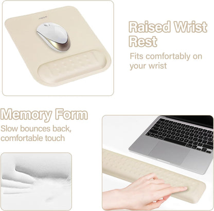 MOSISO Computer Keyboard Stand&Wrist Rest Support for Keyboard &Mouse Pad Set, Ergonomic Massage Wrist Rest Set, Easy Typing Working Acrylic Clear Stand for Office Home, Apricot
