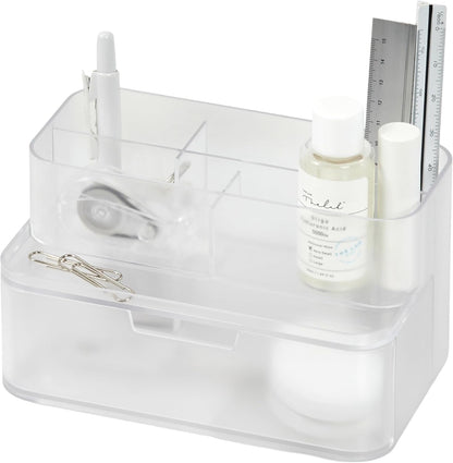 BLUE GINKGO Compact Desk Organizer – Small 5-Compartment, Half Drawer Storage – Pen Holder, Stationery Organizer for Desktop, Vanity, Shelf (Made in Korea, Green)
