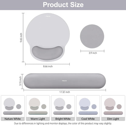 MOSISO Wrist Rest Support for Mouse Pad&Keyboard Set, Circle Curved Ergonomic Mousepad&Coaster Non-Slip Base Home/Office Pain Relief&Easy Typing Pad with Soft Cloth&Silicone Lining, Antique Green
