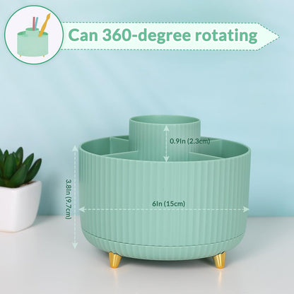 SKYDUE 360 Rotating Multipurpose Organizer - Cute Rotating Pen Holder with 5 Slots for Art Supplies, Office, School, Home