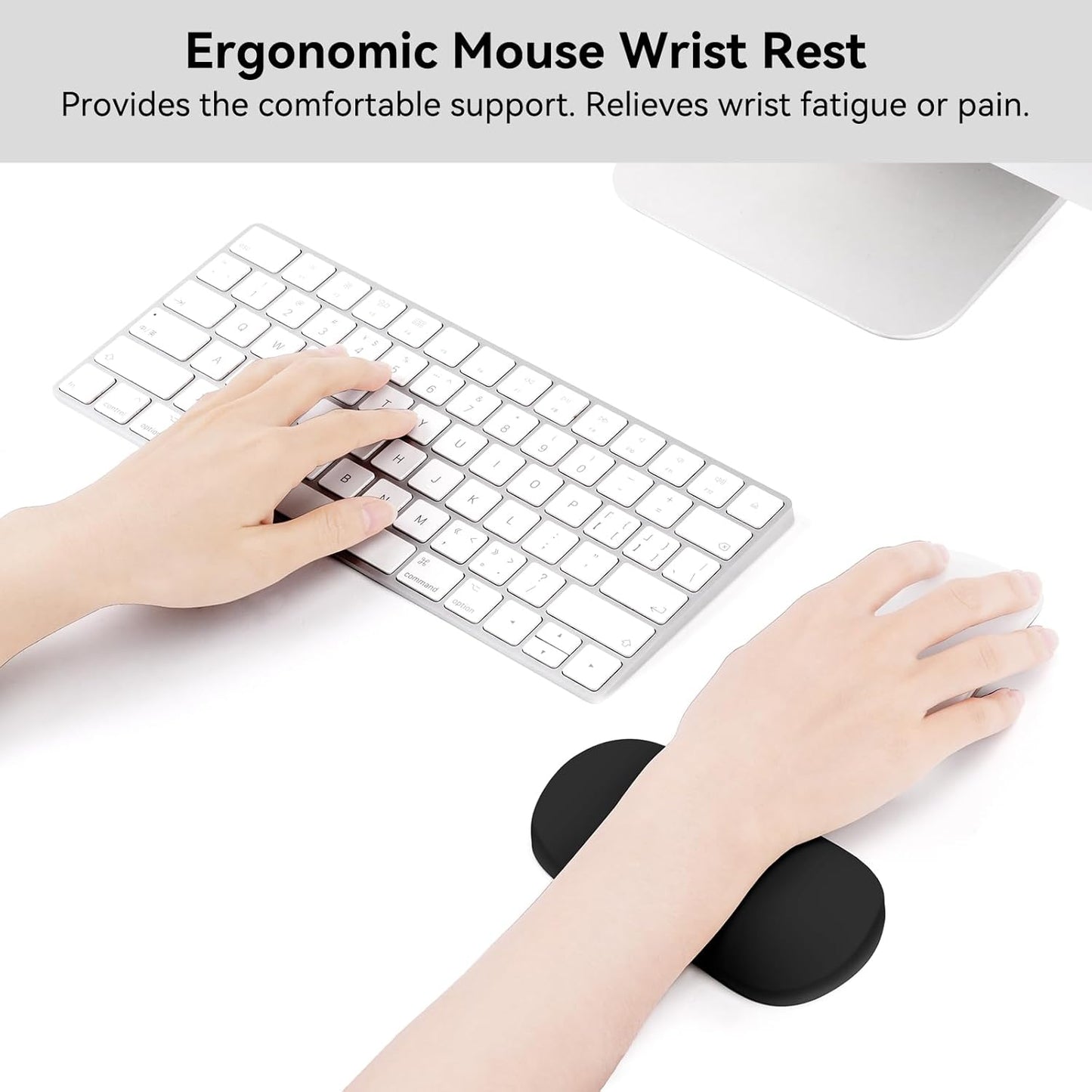 MOSISO Silicone Wrist Rest Pad, Ergonomic Gel Support for Keyboard & Mouse, Soft Comfortable Wrist Cushion for Typing, Gaming, Pain Relief, Office, Laptop Use, Black