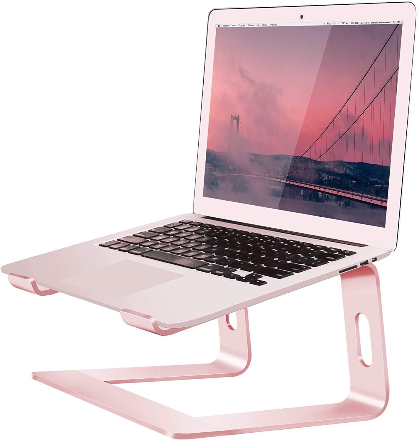Orionstar Ergonomic Laptop Stand, Premium 5mm Aluminum Riser for 10-15.6 Inch Notebook Computer, Tool-Free Detachable Elevator Holder for Desk Office, Sturdy Riser for Eye-Level Neck Relief (Gold)