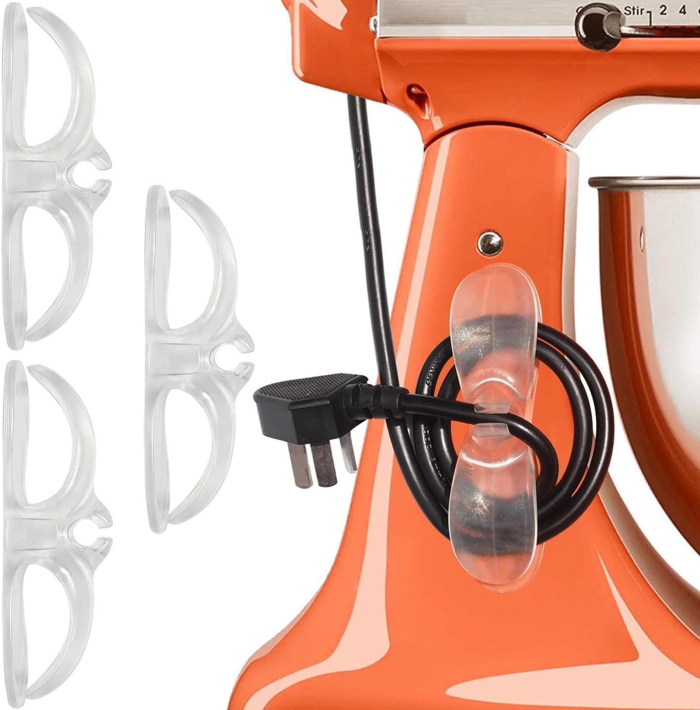 Cord Organizer for Kitchen Appliances - 3 PCS Stick On Cable Wrapper Holder Winder Keeper, Power Wire Management Wrap Hook Clip for Kitchenaid Mixer, Home Gadget Accessories