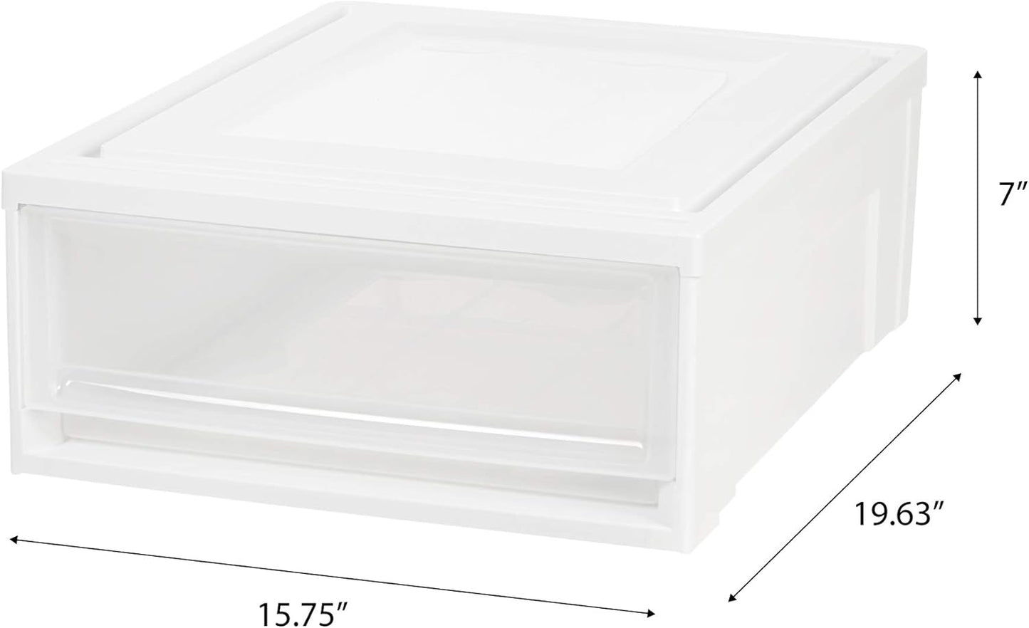 IRIS USA 22 Qt Under Bed Storage Drawer, Stackable Plastic Organizer Bin, Smooth-Glide Sliding Drawer, 4 Pack, White