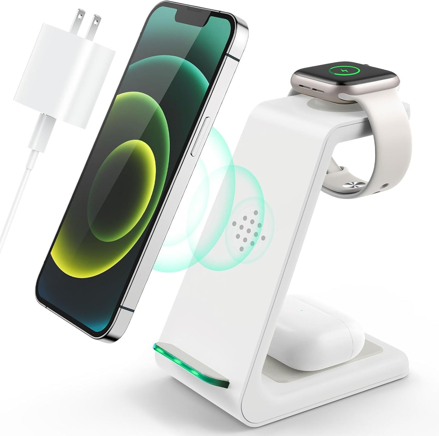 3 in 1 Wireless Charging Station, 2026 Upgraded Fast Desk Charger Station for iPhone 17 16 15 14 13 12 Pro Max Plus, Charger Stand for Apple Watch 10 9 8 7 6 5 4 3 2 SE, Airpods 4 3 2 Pro(Black)