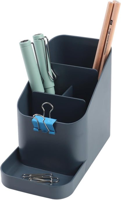BLUE GINKGO Desk Holder – Korean-Made Office Organizer for Pencils, Pens, Notes, and Desk Supplies (White)