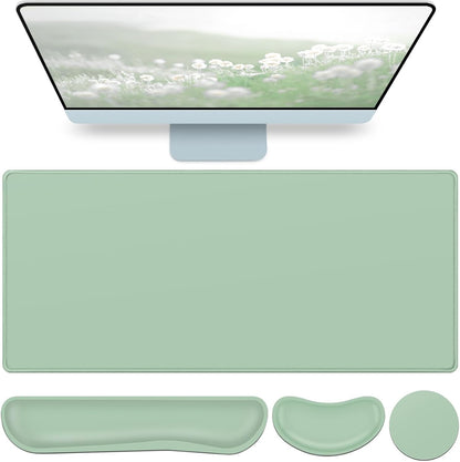 Desk Mat, Large Gaming Mouse Pad with Wrist Rest, 4in1 XXL Mousepad+Keyboard Wrist Rest+Mouse Pad Wrist Support+Cup Coaster Set Ergonomic Floral Computer Desk Arm Wrist for Decor Home Office Women