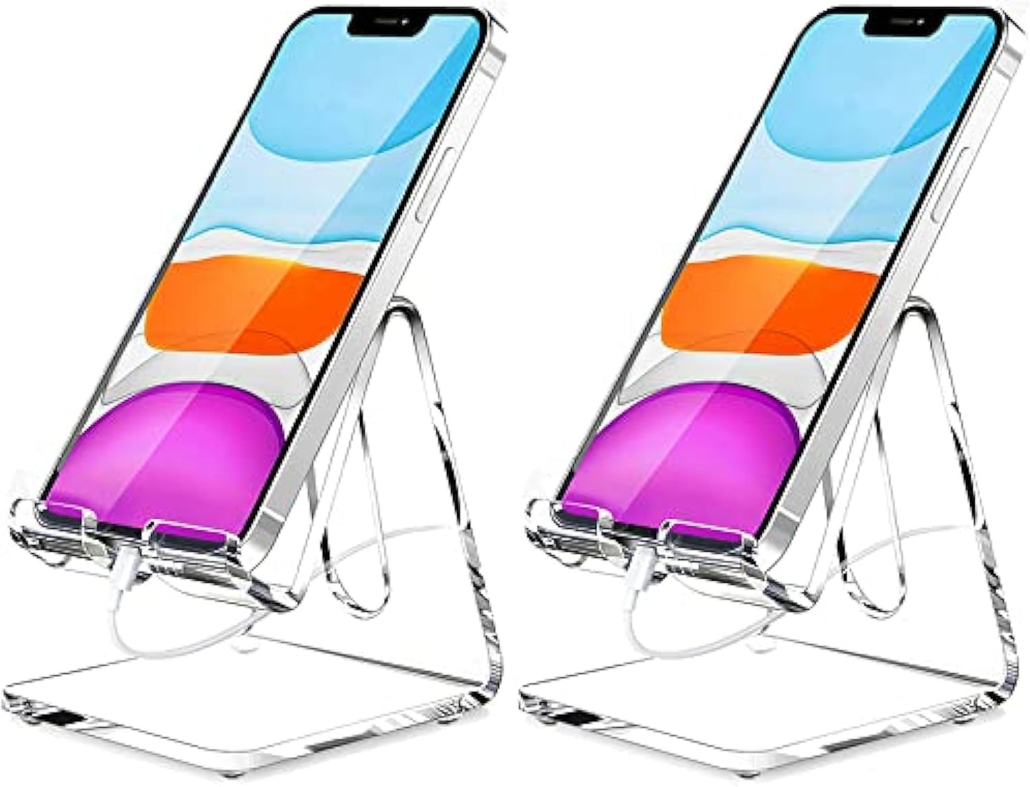 Crpich Acrylic Cell Phone Stand, Portable Clear Phone Stand for Desk, Compatible with Phone16 15 14 13 Pro Max Mini 12 11 Plus SE, Switch, Android Smartphone, Pad, Tablet, Desk Accessories