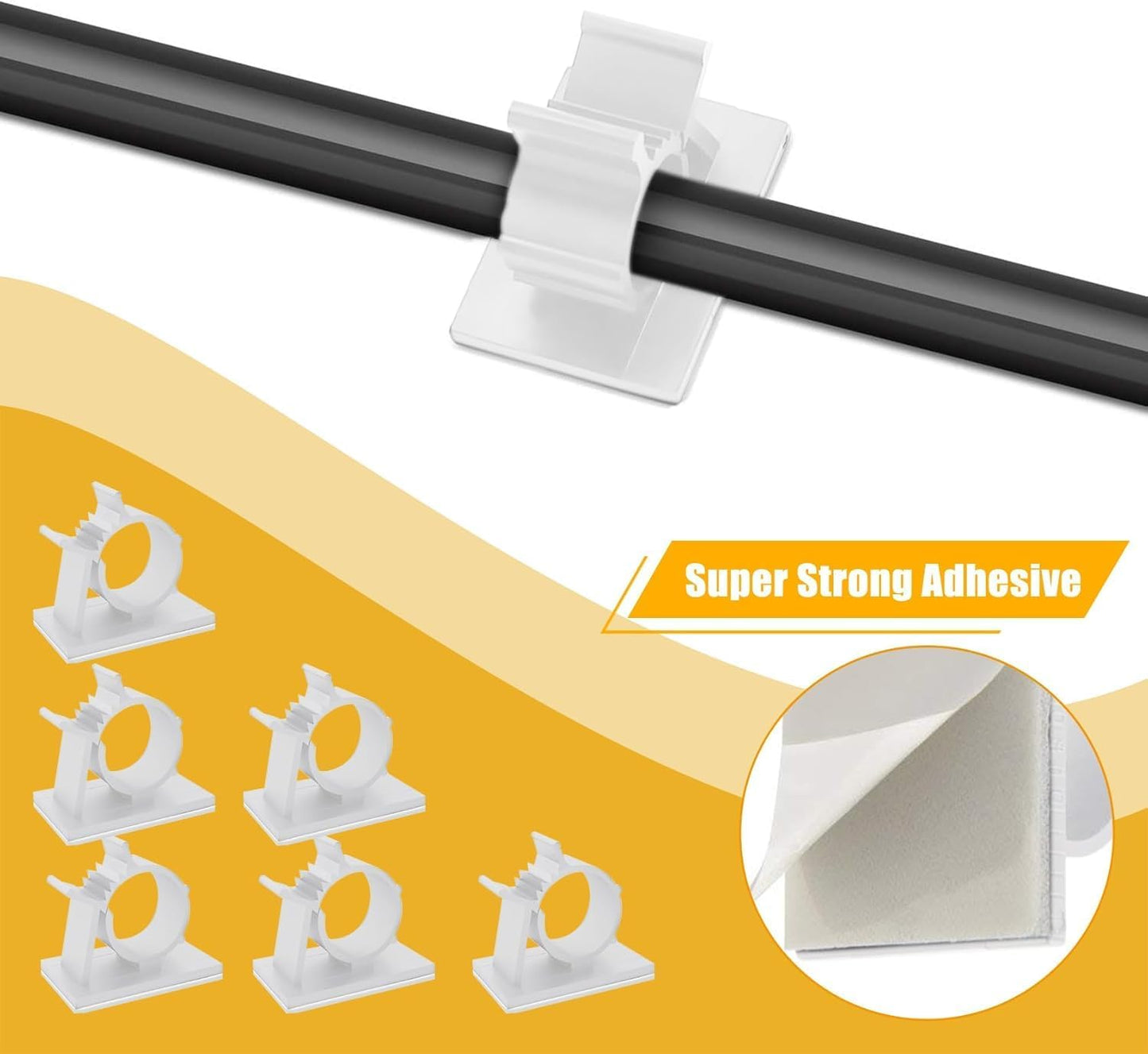 Viaky 30 Pcs Black Clips Self Adhesive Backed Nylon Wire Adjustable Cable Clips Adhesive Cable Management Drop Wire Holder
