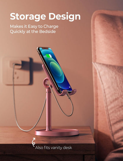 LISEN Cell Phone Stand Phone Holder for Desk Office Decor, Office Desk Accessories Women PC Gaming Essentials iPhone Stand Gadgets Men Gifts for Mom Fit OtterBox Case Switch iPad Air Tablet 4-10 in