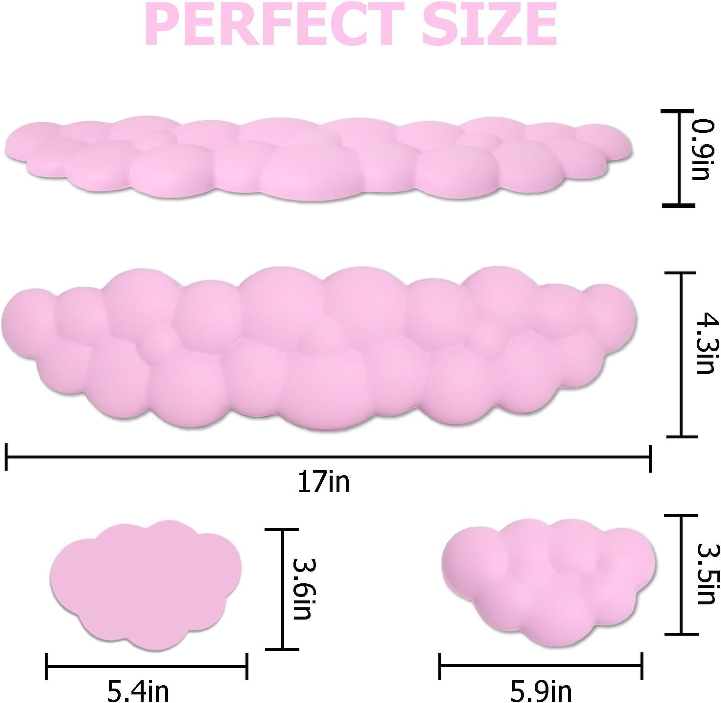 Ergonomic Keyboard Wrist Rest, PU Leather Memory Foam Cloud Wrist Rest for Computer Keyboard, Mouse Wrist Rest and Keyboard Pad for Gaming, Office, Computer, Laptop, Typing Pain Relief, Pastel Pink