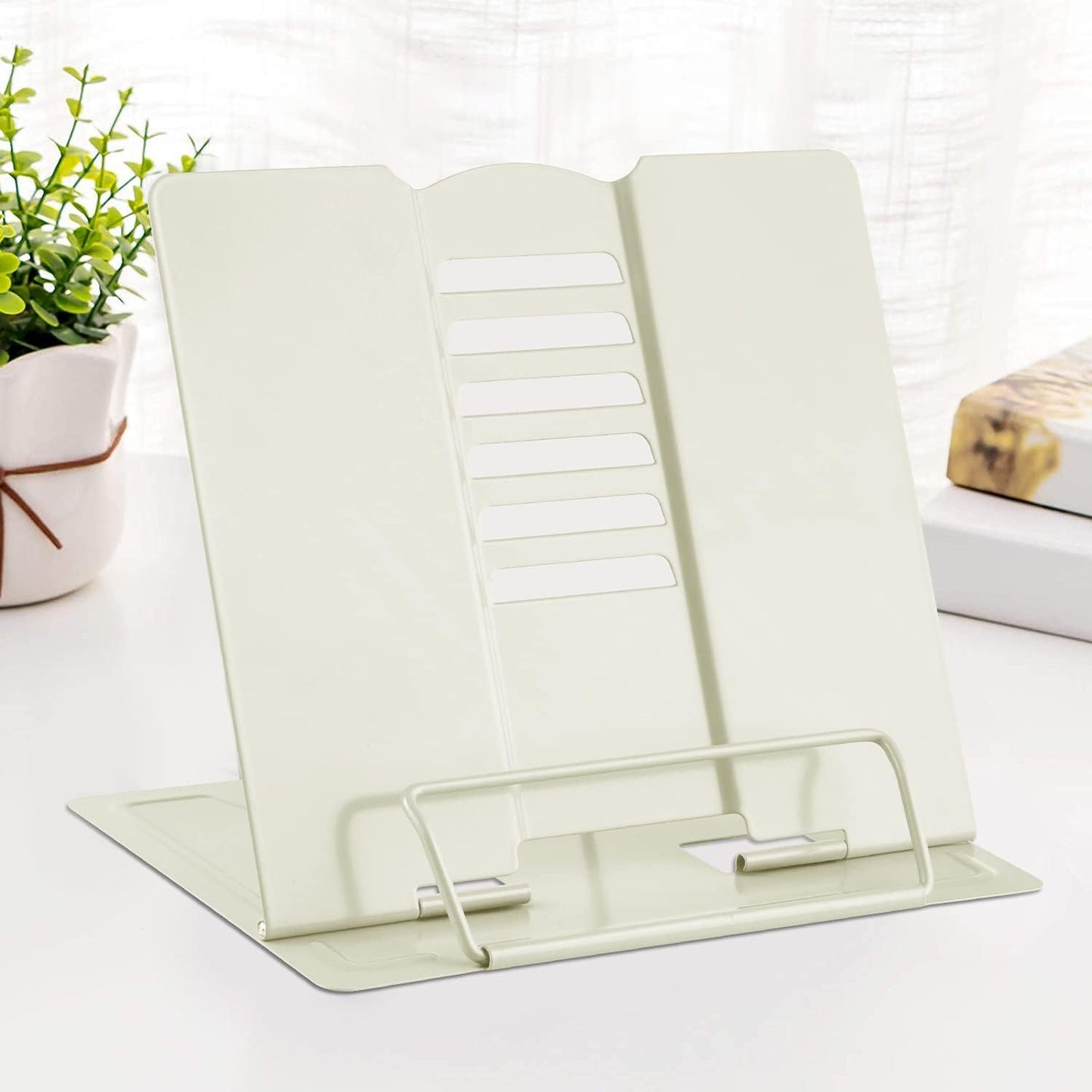 MSDADA Desk Book Stand Metal Reading Rest Book Holder Adjustable Cookbook Documents Holder for Recipes Textbooks Tablet Music Books, Mom Gifts, Gifts for Grandma Mom Mothers Day(Light Purple)