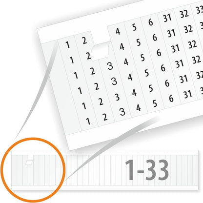 SmartSign Wire Marker Cards 1-33 Electrical Stickers Labels | 1.5" x 0.25" Vinyl Cloth, Pack of 10 Cards, Made in USA