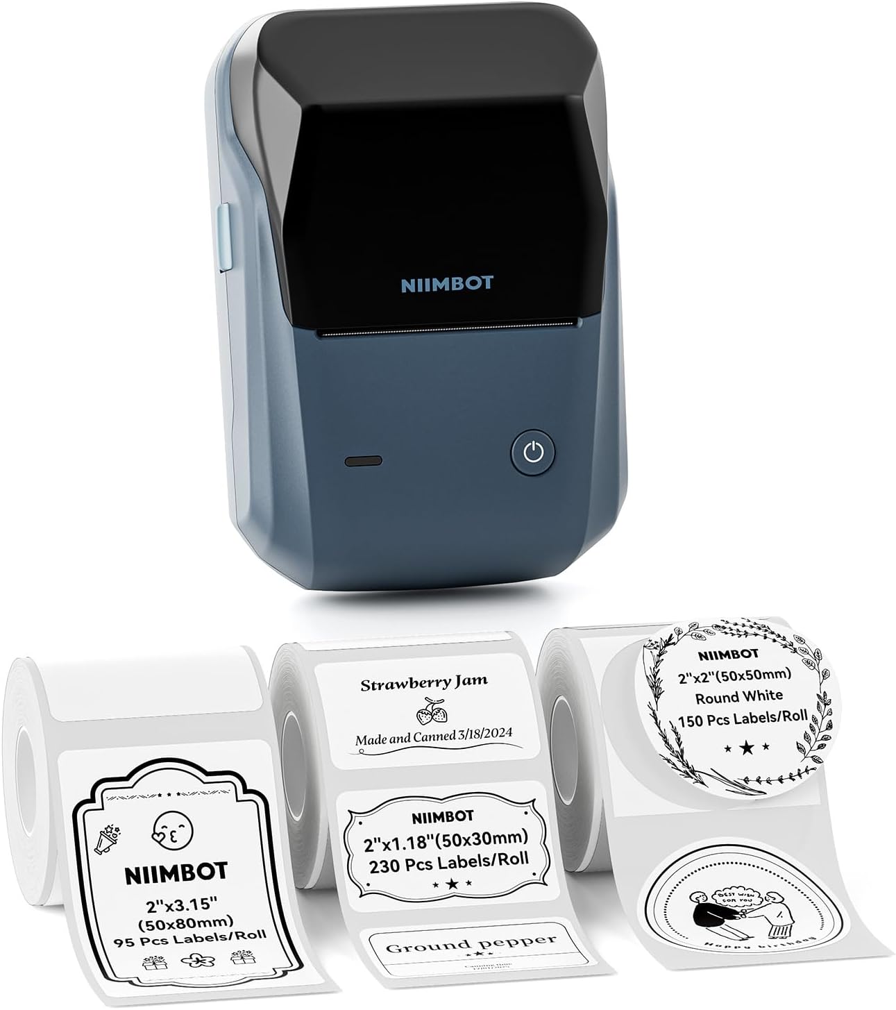 NIIMBOT B1 Label Maker Machine, Thermal Label Printer Easy to Use for Office, Home, Business, Came with 1 Roll White Label(Blue)