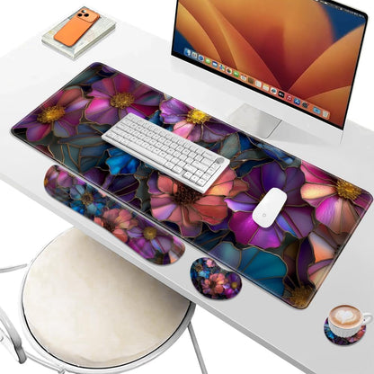 Desk Pad and Keyboard Wrist Rest, Large Mouse Pad + Keyboard Pad+Mouse Wrist Support, Non-Slip Desk Mat Protector for Office, Home 31.5×11.8 Inches Anime Dragon