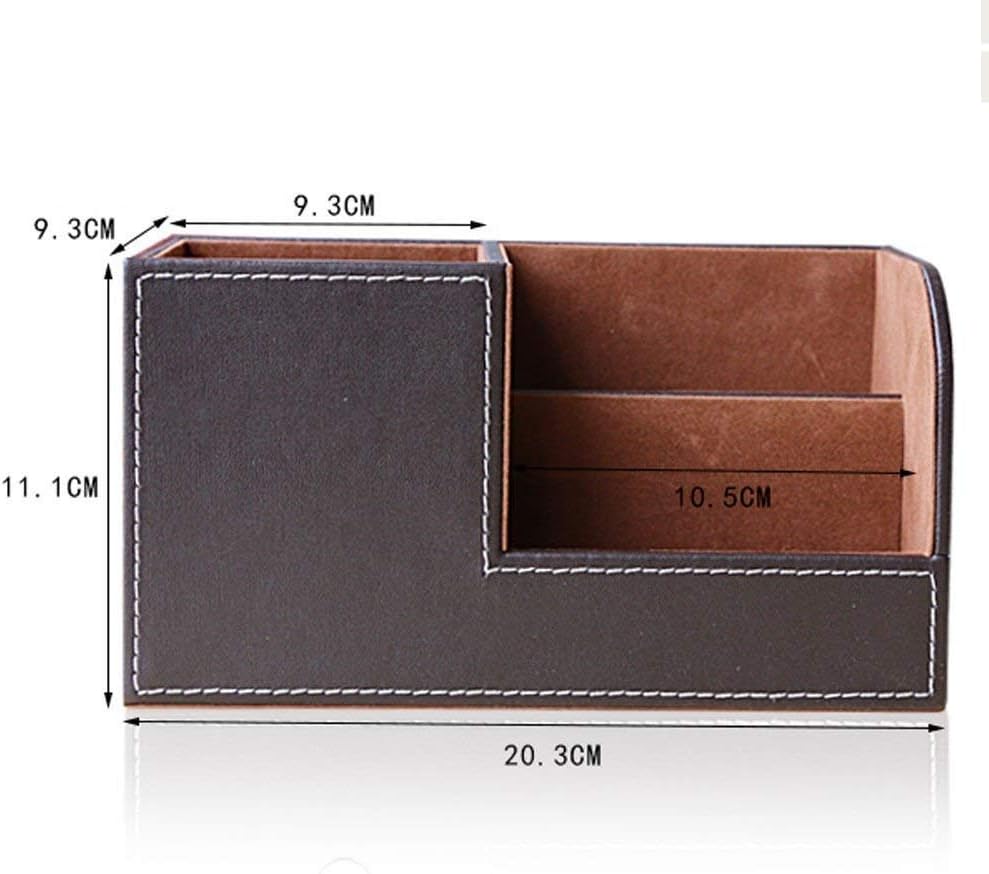 KINGFOM Desk Organizer Office Supplies Caddy Pu Leather Multi-function Storage Box Pen/Pencil,Cell phone, Business Name Cards Remote Control Holder with Small Drawer Black