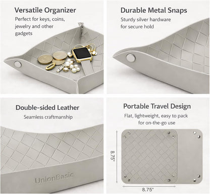 UnionBasic Medium Valet Tray, Jewelry Tray for Rings Watches Earrings, Entryway Catchall Caddy for Coins Keys Change, Nightstand Bedside Valet Holder, Trays for Electronic Gadgets, Candy Pink Plus - Colors A