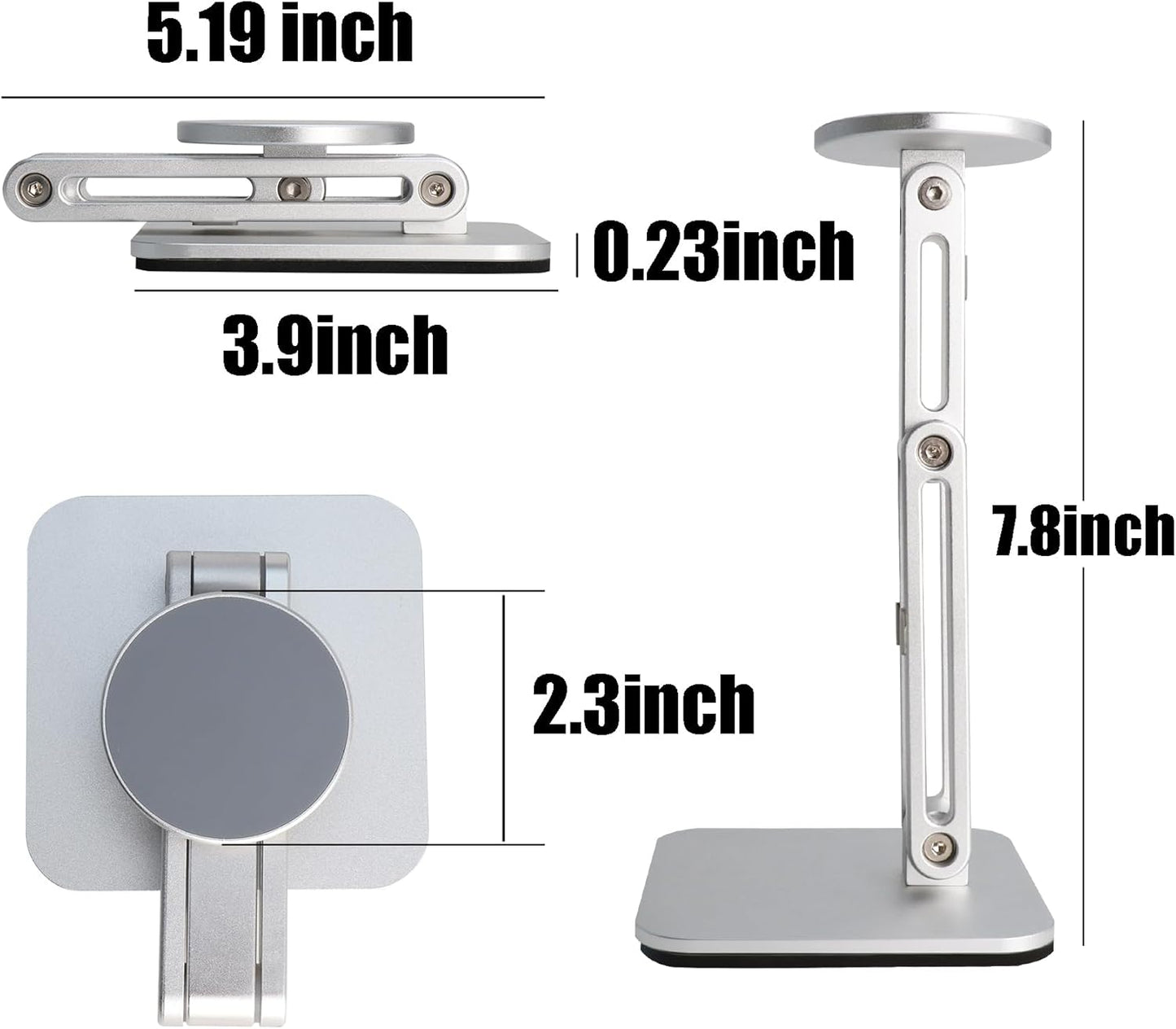 Magnetic Phone Stand for Desk, Heightened & Adjustable & Foldable Metal Magnetic Phone Holder Stand for Desk/Office/Home, Compatible with iPhone 12-17All Series/Mag Safe Case (Black