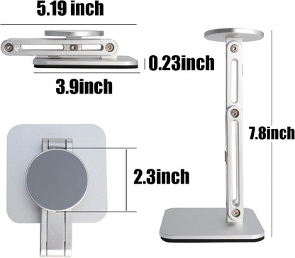 Magnetic Phone Stand for Desk, Heightened & Adjustable & Foldable Metal Magnetic Phone Holder Stand for Desk/Office/Home, Compatible with iPhone 12-17All Series/Mag Safe Case (Black