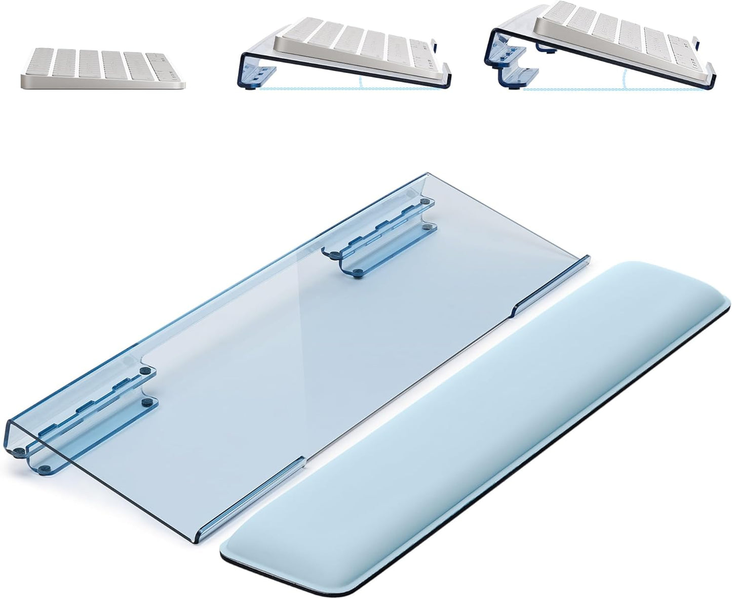 Laborio Computer Keyboard Stand for Desktop, 2-Level Height Adjustment Keyboard Wrist Rest, Non-Slip Key Board Riser Pad for Office, Gaming, and Home Desks