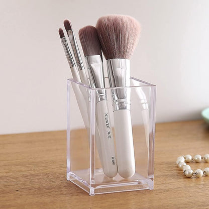 HSYMQ 2 Pack Clear Acrylic Pencil Pen Holder Cup, Makeup Brush Holder Acrylic Desk Accessories