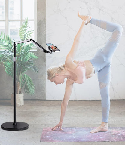 Heavy Duty Overhead Phone Stand for Desk Video Recording for iPhone Holder, with Extension Arm, 360° Swivel, for Filming, Meeting, Cooking, Painting and Crafting