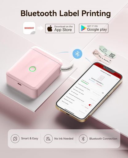 NIIMBOT Label Maker Machine Bluetooth Label Printer for School Home Office Organization, Wireless Mini Labeler D110 Upgraded Version, Label Machine with 1 Label Tape, White