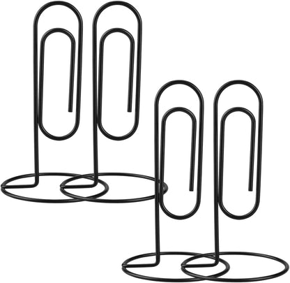5.2 Inch Desktop Memo Holder, 4 Pack Jumbo Metal Desk Paper Clip Organizer for Office Table, Place Card, Bills, Photos, Table Numbers, Multi-Purpose Document Stand Accessory