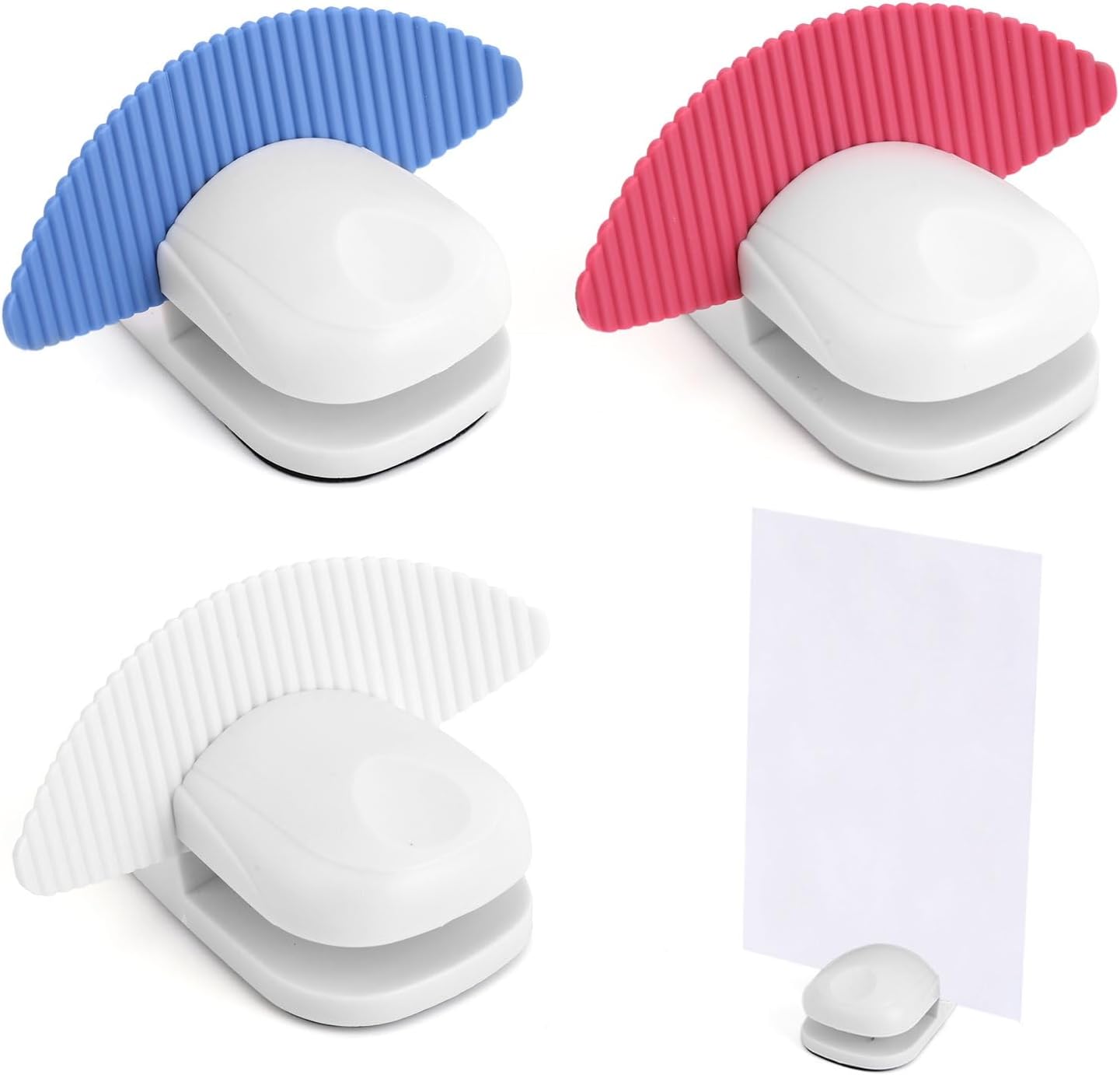 3pcs Paper Holder Stands for Typing, Portable Document Holder with Non-Slip Base Desktop Clamp for A4 Paper Office Reading (White, Blue, Red)
