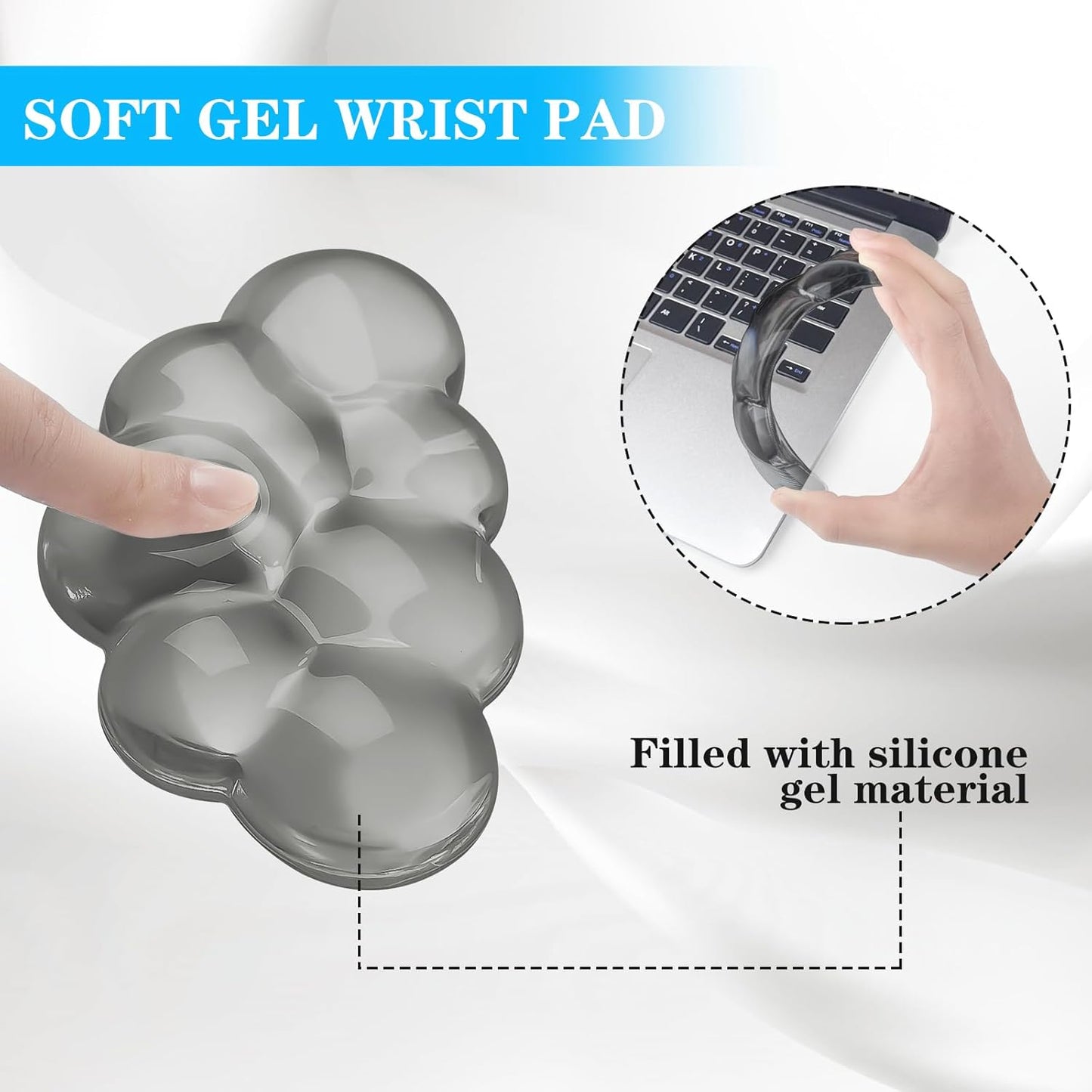 Gel Cloud Keyboard and Mouse Wrist Rest, Cute Wrist Support and Arm Support Keyboard Rest for Keyboard and Mouse Typing Pain Relief，Suitable for Office/Computer/Laptop/Gaming (Pink)