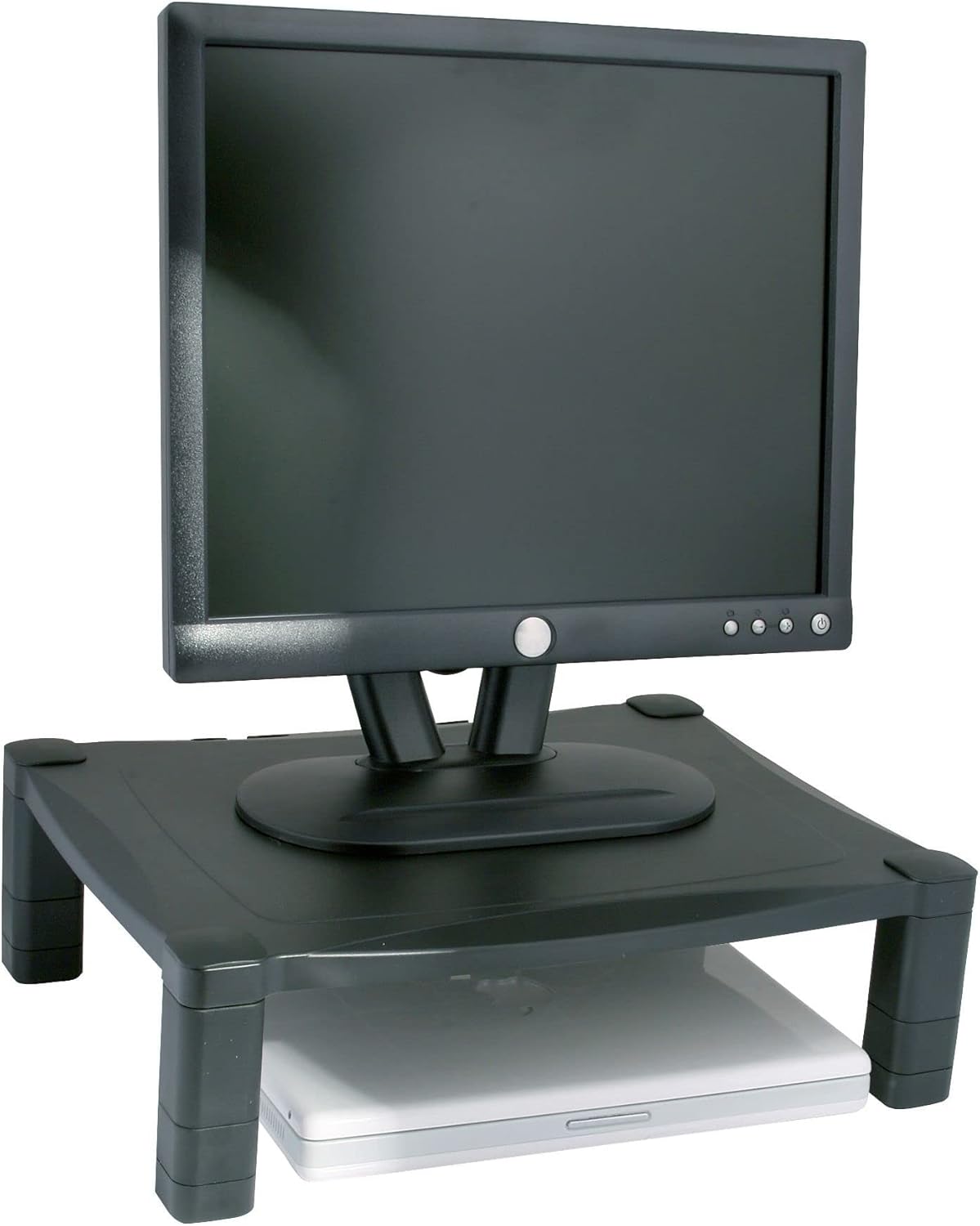Kantek Single-Level Monitor Stand, 17" X 13.25" X 3" To 6.5", Black, Supports 50 Lbs