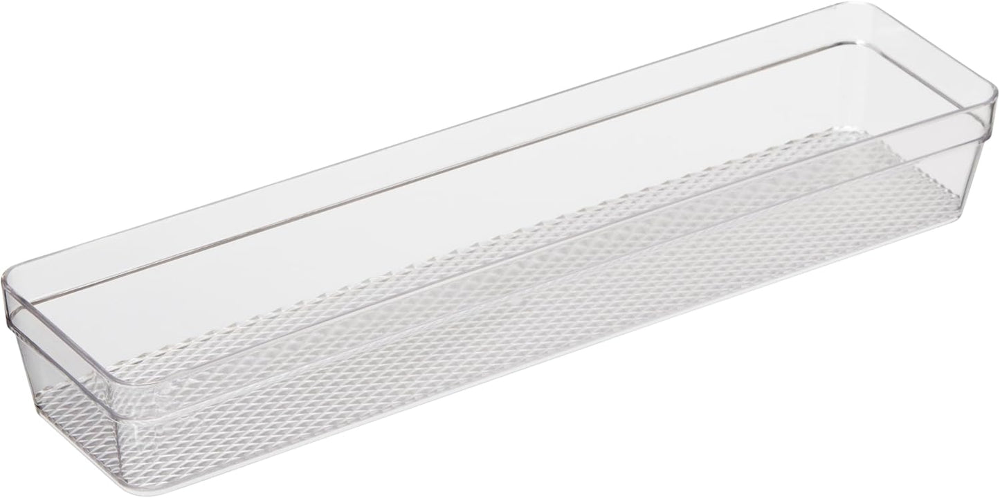Oggi Set of 5 Clear Drawer Organizers - (1) 3x6.25, (2) 3x9.5, (2) 3x12.5 - Ideal for Organizing Kitchen Drawers, Office, Desk, Silverware, Kitchen Utensils, Cosmetics and Bathrooms