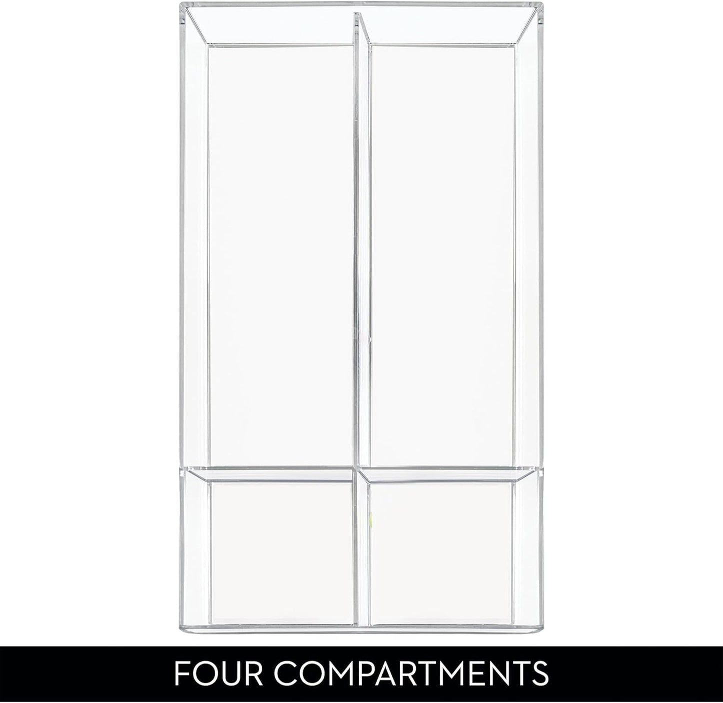 iDesign Clarity Plastic Divided Drawer Organizer, Storage Container for Vanity, Bathroom, Kitchen Drawers, 8" x 16" x 2", Clear,40850