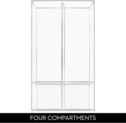iDesign Clarity Plastic Divided Drawer Organizer, Storage Container for Vanity, Bathroom, Kitchen Drawers, 8" x 16" x 2", Clear,40850