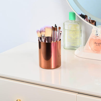 Gold Pencil Holder for Desk, 304 Stainless Steel Pencil Cup, Pen Holder Cup, Pen Pot, Makeup Brush Holder, Desktop Accessory Stationery Organizer