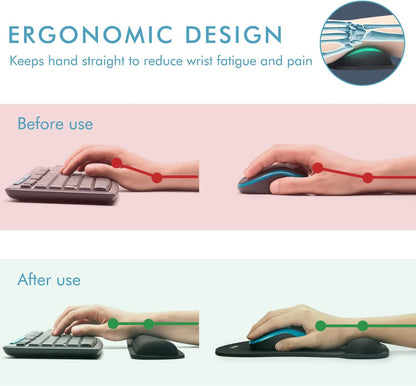 Comfy Mee Premium Memory Foam Keyboard and Mouse Wrist Rest Pads Set- for Comfortable Typing &Wrist Pain Relief (Pack of 2)
