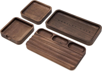 MUUJEE Wooden Desk Tray Organizer - 7.5 x 3.75 for Work Teacher Dad Wood Tray Work Minimalist Rustic