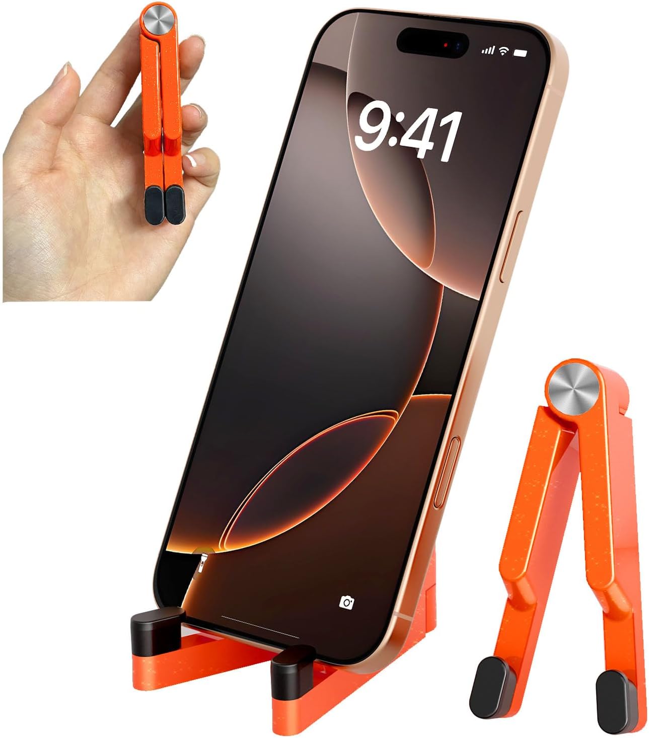 Phone Stand for Desk, Foldable Portable iPhone Stand, Cell Phone Stand Aluminum Phone Holder Cradle Dock for Desk/Travel, Desktop Phone Holder Compatible with iPhone 17 Pro Max 16 15 14 Galaxy S24 S23
