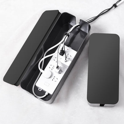 Cable Management Box, 2 Pack Large & Medium Cable Organizer Box with 17 PCS Cable Management Set, Cord Organizer Box to Hide Surge Protector on Desk or Floor (White)