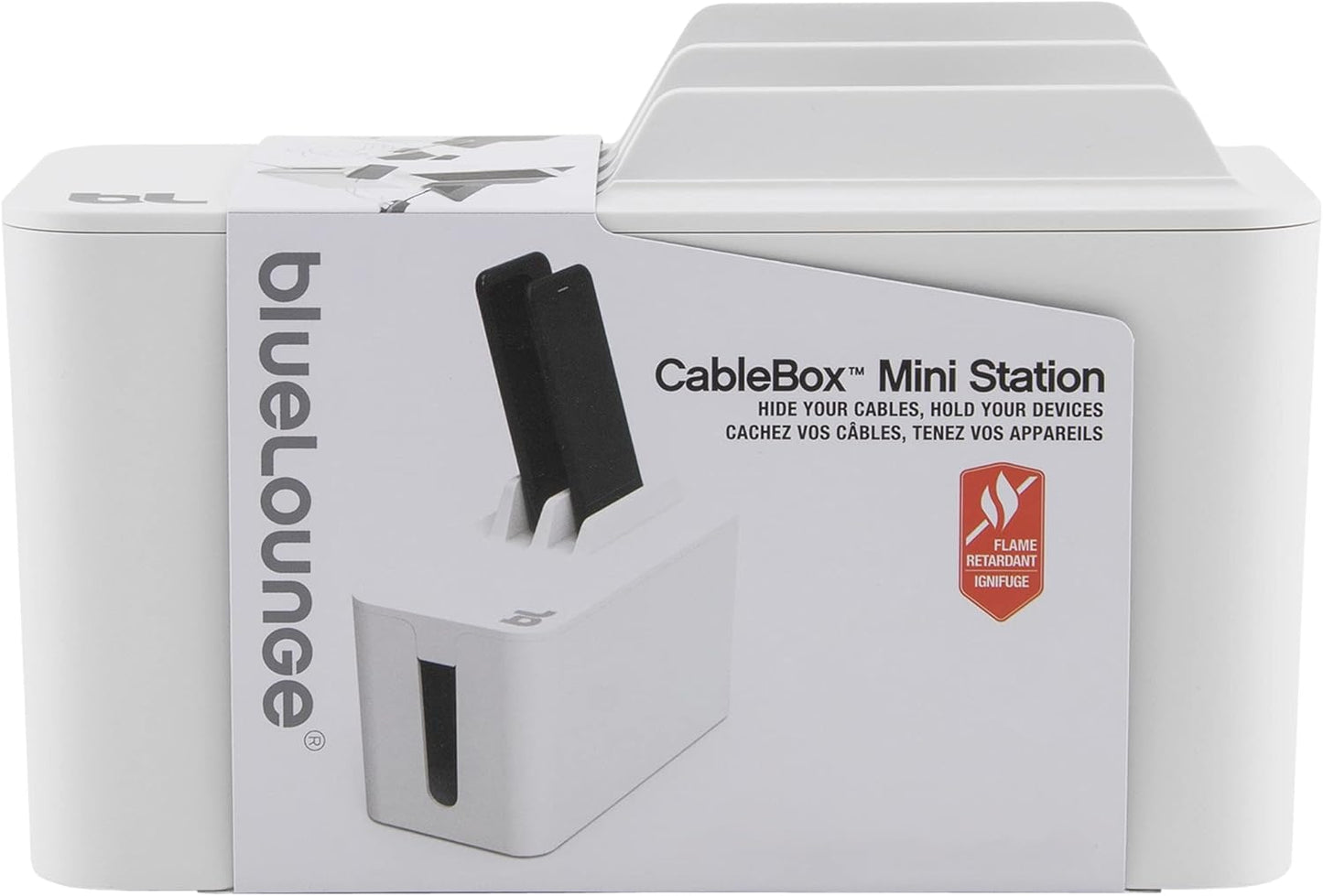 Bluelounge CableBox Mini Cable Management with Small Surge Protector, Black (CBM-BL)