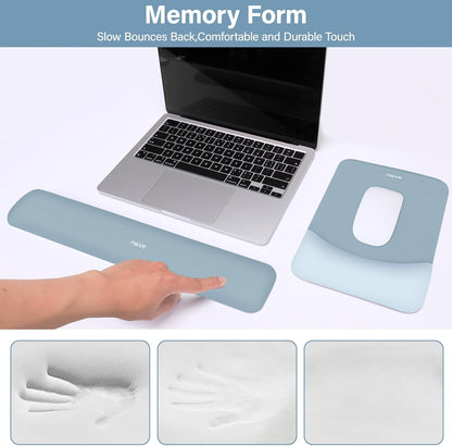 MOSISO Wrist Rest Support for Mouse Pad&Keyboard Set, Rectangular Ergonomic Mousepad Non-Slip Base Home/Office Pain Relief&Easy Typing Pad with Neoprene Cloth&Raised Silicone Lining, Green