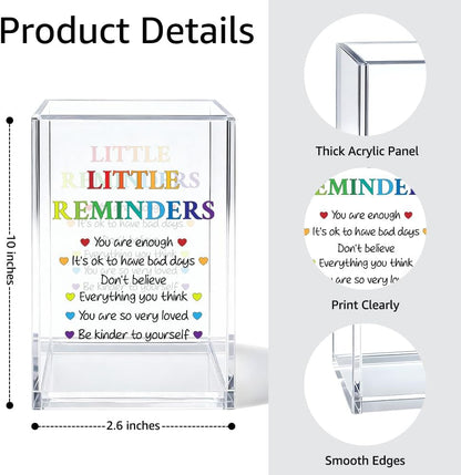 Just Breathe Acrylic Cosmetic Organizer Pen Holder, Anxiety Relaxing Acrylic Desk Holder Cup for Pen Pencil, Dandelion Desk Organizer, Mental Health Office Gifts for Coworker Leader Friend