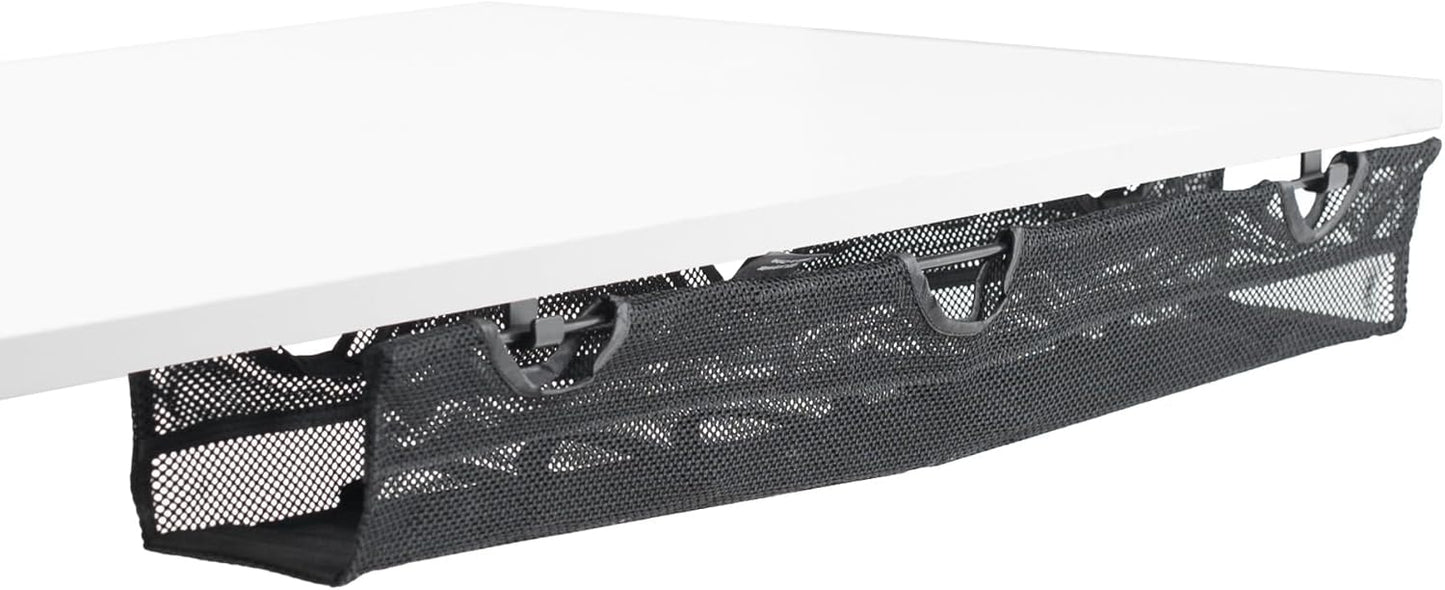 VIVO Under Desk 36 inch Mesh Net Cable Management with Power Strip Holder, Wire Organizer, Adjustable Home Office Standing Desk Cord Storage, Black, DESK-AC36MH-S