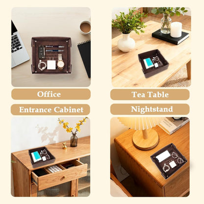 Aelciyue Thank You Gifts for Men - Valentines Day Gifts for Coworkers Boss Employee Teacher Appreciation Gift for Boss Inspirational Retirement Farewell Gift Leather Organizer Valet Catchall Desk Tray
