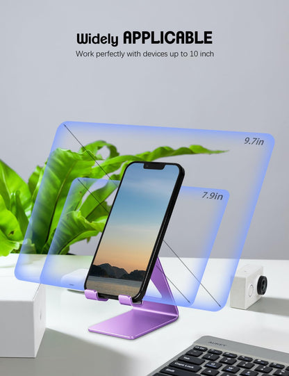 Aoviho Desk Cell Phone Stand Phone Holder, Aluminum Phone Cradle Dock for iPhone17 16 15 14 13 12 pro Mini 11 X Xs max 8 7 6 6s Plus SE Samsung All Smart Phones, Rose Gold