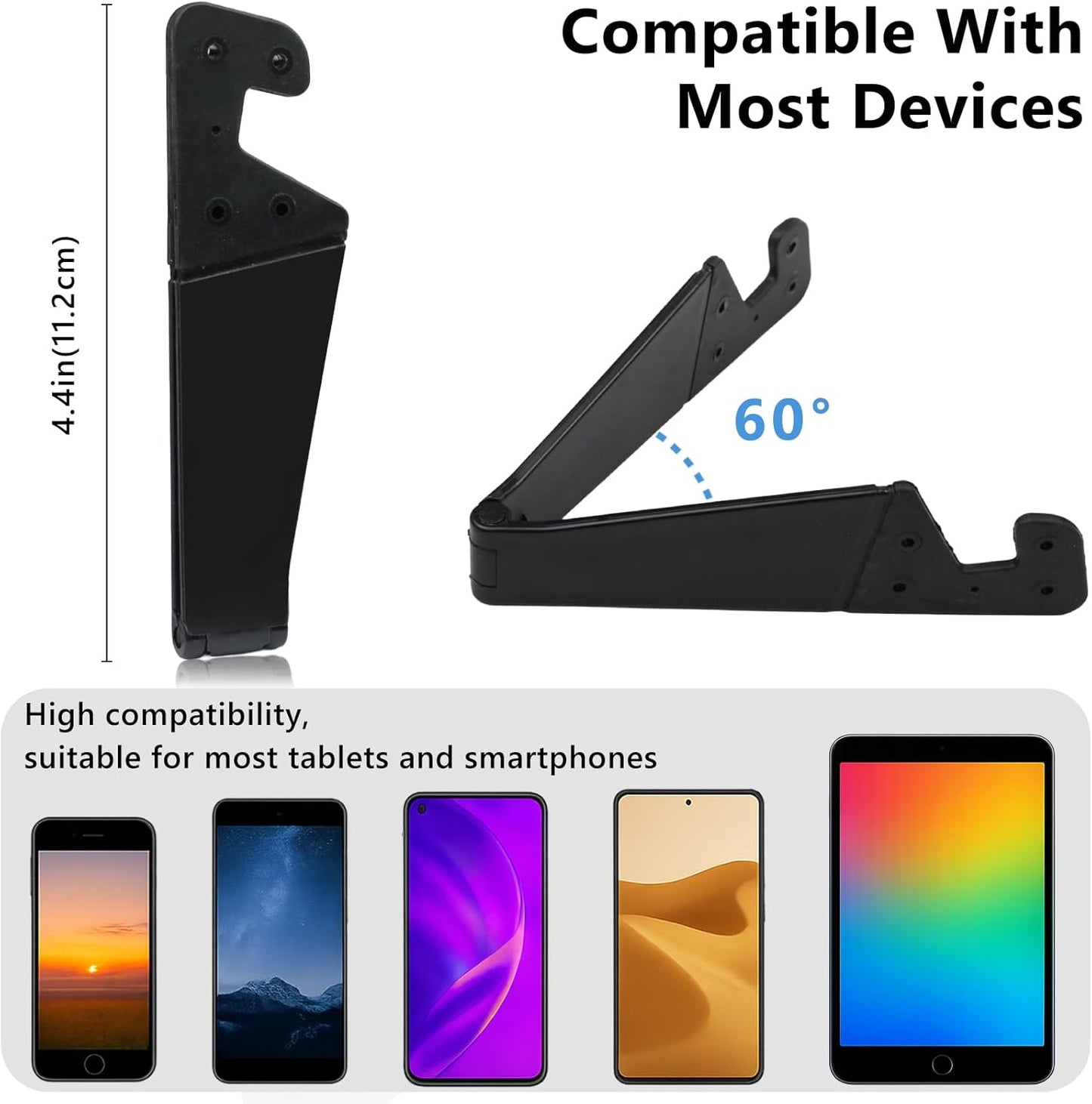 Portable Mobile Phone Stand for Desk, Foldable Pocket Travel Holder, Universal V Smartphone Kickstand Mount Compatible with iPhone, iPads, Kindle, Android, Pack of 4
