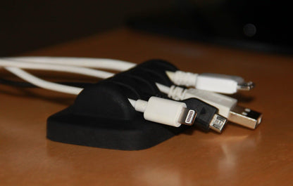 Heaviest Cable Organizer on The Market! Compact and Weighted Desktop Cord Holder and Cable Organizer, Eco-Friendly Silicone, No Bad Smell, Bundled with 4 Reusable Cable Ties! (Black)