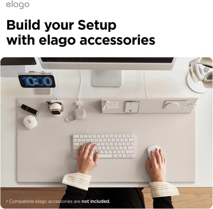 elago Smart Magnetic Desk Mat Folio Board Compatible with All Magnetic Products Clean Organized Desk for Office and Home (Microfiber Leather-Stone)