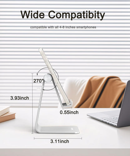 Cell Phone Stand for Desk- Adjustable Phone Stand Holder, Cradle, Dock, Desktop Stand for iPhone 17 16, 15, 14, Plus, Pro, Pro Max, 13 12 X XS,4-8" Phones, Office Accessories (Rose Gold)